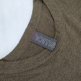 homspun 151-6450 天竺7分袖Tシャツ コットン サイズL カットソー カーキ レディース ホームスパン【中古】6-0510M∞