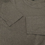 homspun 151-6450 天竺7分袖Tシャツ コットン サイズL カットソー カーキ レディース ホームスパン【中古】6-0510M∞