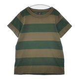 homspun 151-6910 コットン サイズL ボーダー 半袖Ｔシャツ カットソー グリーン カーキ レディース ホームスパン【中古】6-0617S∞
