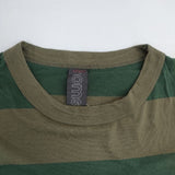 homspun 151-6910 コットン サイズL ボーダー 半袖Ｔシャツ カットソー グリーン カーキ レディース ホームスパン【中古】6-0617S∞