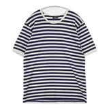 marimekko ボーダー ラウンドネック フィンランド製 コットン100％ 半袖Ｔシャツ カットソー ネイビー ホワイト レディース マリメッコ【中古】6-0627S△