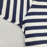 marimekko ボーダー ラウンドネック フィンランド製 コットン100％ 半袖Ｔシャツ カットソー ネイビー ホワイト レディース マリメッコ【中古】6-0627S△
