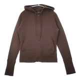 three dots カシミヤニット ジップアップ パーカー ブラウン レディース スリードッツ【中古】6-0722T∞