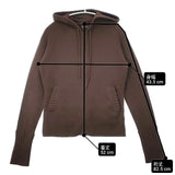 three dots カシミヤニット ジップアップ パーカー ブラウン レディース スリードッツ【中古】6-0722T∞