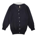 three dots カシミヤ ニット カーディガン ブラック レディース スリードッツ【中古】6-0722T∞