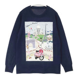 SOAGE ソアージュ パリ 刺繍 ウール サイズM セーター ニット ネイビー レディース【中古】6-0905T∞