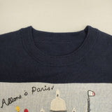 SOAGE ソアージュ パリ 刺繍 ウール サイズM セーター ニット ネイビー レディース【中古】6-0905T∞