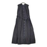 adam et Rope ベルト付き コットンシルクギャザーワンピース ノースリーブ ワンピース ブラック レディース アダムエロペ【中古】6-0615S∞