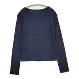 SLOBE IENA SAWAHOCO パーフェクトカットソー 長袖Ｔシャツ カットソー ロンＴ 25SS ネイビー レディース スローブイエナ【中古】6-0314M♪