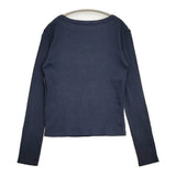 SLOBE IENA SAWAHOCO パーフェクトカットソー 長袖Ｔシャツ カットソー ロンＴ 25SS ネイビー レディース スローブイエナ【中古】6-0314M♪