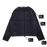 nicholson and nicholson DEAN 日本製 コーデュロイ ノーカラージャケット 濃紺 ネイビー レディース ニコルソンアンドニコルソン【中古】6-0905T∞
