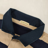 SPORTCLAD/SHIPS 別注 ボーダーショートラガーシャツ ポロシャツ ネイビー ベージュ レディース スポーツクラッド/シップス【中古】6-0713M∞
