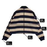 SPORTCLAD/SHIPS 別注 ボーダーショートラガーシャツ ポロシャツ ネイビー ベージュ レディース スポーツクラッド/シップス【中古】6-0713M∞