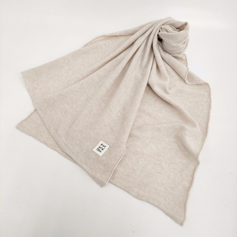 pot and tea カシミヤニットストール 定価30800円 ストール ライトベージュ レディース ポットアンドティー【中古】6-0328T♪ pot and tea カシミヤニットストール 定価30800円 ストール ライト