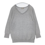 MARGARET HOWELL 578-163204 カシミヤコットンシルク Vネック セーター ニット グレー レディース マーガレットハウエル【中古】6-0907T∞