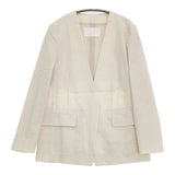 BALLSEY 未使用品 リネンレーヨンストレッチ ノーカラージャケット 定価35200円 ノーカラージャケット 24SS オフホワイト レディース ボールジー【中古】6-0520M∞