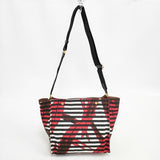 MARNI VOILE スウォッシュプリント ショッピングバッグ ショルダーバッグ ホワイト レッド レディース マルニ【中古】6-0323G◎