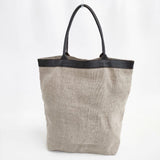 fog linen work リトアニア製 リネン レザーハンドル トートバッグ ベージュ レディース フォグリネンワーク【中古】6-0712G∞