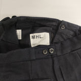MHL. 595-7243504 WOOL COTTON DRILL センタープレススラックス パンツ ネイビー レディース エムエイチエル【中古】6-0820T∞