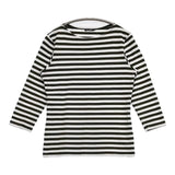 marimekko 七分袖 コットン ボーダー Ｔシャツ カットソー グリーン ホワイト レディース マリメッコ【中古】6-0510M∞