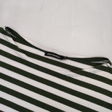 marimekko 七分袖 コットン ボーダー Ｔシャツ カットソー グリーン ホワイト レディース マリメッコ【中古】6-0510M∞