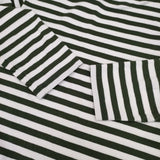 marimekko 七分袖 コットン ボーダー Ｔシャツ カットソー グリーン ホワイト レディース マリメッコ【中古】6-0510M∞