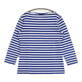 marimekko 七分袖 コットン ボーダー Ｔシャツ カットソー ブルー ホワイト レディース マリメッコ【中古】6-0510M∞