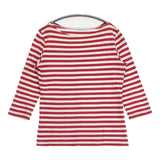 marimekko 七分袖 コットン ボーダー Ｔシャツ カットソー ホワイト レッド レディース マリメッコ【中古】6-0510M∞