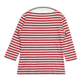 marimekko 七分袖 コットン ボーダー Ｔシャツ カットソー ホワイト レッド レディース マリメッコ【中古】6-0510M∞