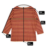 marimekko 七分袖 コットン ボーダー Ｔシャツ カットソー オレンジ レッド レディース マリメッコ【中古】6-0510M∞