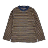 45R/45rpm 縞天竺の四角Tシャツ インディゴ 定価18700円 長袖Ｔシャツ カットソー ロンＴ ネイビー ブラウン レディース フォーティーファイブアールピーエム【中古】6-0523M∞