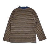 45R/45rpm 縞天竺の四角Tシャツ インディゴ 定価18700円 長袖Ｔシャツ カットソー ロンＴ ネイビー ブラウン レディース フォーティーファイブアールピーエム【中古】6-0523M∞