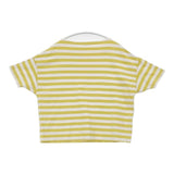 maillot border drop shoulder s/s Ｔ-shirt ドロップショルダーボーダーTシャツ 定価7590円 半袖Ｔシャツ カットソー ホワイト イエロー レディース マイヨ【中古】6-0615S∞