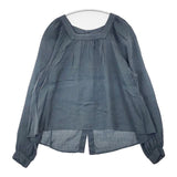 LA MARINE FRANCAISE リネンキュプラ バックボタン 製品洗い スクエアネック ブラウス シャツ ブルーグレー レディース マリンフランセーズ【中古】6-0507M∞
