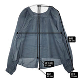 LA MARINE FRANCAISE リネンキュプラ バックボタン 製品洗い スクエアネック ブラウス シャツ ブルーグレー レディース マリンフランセーズ【中古】6-0507M∞