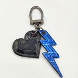 Longchamp バッグチャーム ハート エナメル キーホルダー チャーム ブラック ブルー レディース ロンシャン【中古】6-0527G∞