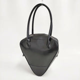 Conges payes フェイクレザー 三角バッグ トライアングルハンドバッグ トートバッグ ブラック レディース コンジェ ペイエ【中古】6-0712G∞