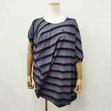 Vivienne Westwood Red Label 変形 ボーダーTシャツ オーブ刺繍 50101M 16-01-522013 サイズ2 半袖Ｔシャツ カットソー グレー ブラック レディース ヴィヴィアンウエストウッドレッドレーベル【中古】6-0525S◎