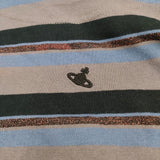 Vivienne Westwood Red Label 変形 ボーダーTシャツ オーブ刺繍 50101M 16-01-522013 サイズ2 半袖Ｔシャツ カットソー グレー ブラック レディース ヴィヴィアンウエストウッドレッドレーベル【中古】6-0525S◎