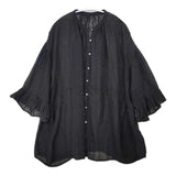 nest Robe リネンガーゼギャザースリーブブラウス 01242-1521 ブラウス シャツ 24SS ブラック レディース ネストローブ【中古】6-0507M∞