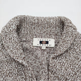 JOSEPH ABBOUD ショールカラー サイズLL コットンニット カーディガン ホワイト ブラウン メンズ ジョセフアブード【中古】6-0414M♪