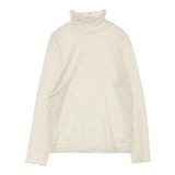 bulle de savon コットンウール ハイネックプルオーバー カットソー 定価8800円 長袖Ｔシャツ カットソー ロンＴ ベージュ レディース ビュルデサボン【中古】6-1003T∞