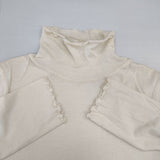 bulle de savon コットンウール ハイネックプルオーバー カットソー 定価8800円 長袖Ｔシャツ カットソー ロンＴ ベージュ レディース ビュルデサボン【中古】6-1003T∞