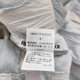 ISSEY MIYAKE ストライプ シワ加工 IM01FH233 サイズ2 スキッパードレス ワンピース グレー ベージュ レディース イッセイミヤケ【中古】6-0626S♪
