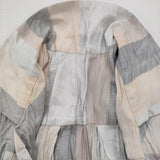 ISSEY MIYAKE ストライプ シワ加工 IM01FH233 サイズ2 スキッパードレス ワンピース グレー ベージュ レディース イッセイミヤケ【中古】6-0626S♪