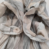 ISSEY MIYAKE ストライプ シワ加工 IM01FH233 サイズ2 スキッパードレス ワンピース グレー ベージュ レディース イッセイミヤケ【中古】6-0626S♪