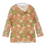 VIVIENNE TAM シースルー 花柄 パワーネット 蓮 長袖Ｔシャツ カットソー ロンＴ オレンジ レディース ヴィヴィアンタム【中古】6-0723M∞