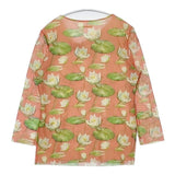 VIVIENNE TAM シースルー 花柄 パワーネット 蓮 長袖Ｔシャツ カットソー ロンＴ オレンジ レディース ヴィヴィアンタム【中古】6-0723M∞