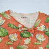 VIVIENNE TAM シースルー 花柄 パワーネット 蓮 長袖Ｔシャツ カットソー ロンＴ オレンジ レディース ヴィヴィアンタム【中古】6-0723M∞