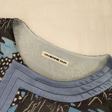 VIVIENNE TAM シースルー チャイナ 総柄 ナイロン ブラウス シャツ ブルー ブラック レディース ヴィヴィアンタム【中古】6-0808M∞